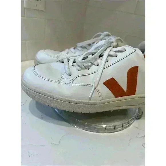 Veja Men's V-12 Low Top Sneaker White Orange Suede Leather Sz EU 47 US 12.5 - Picture 7 of 16